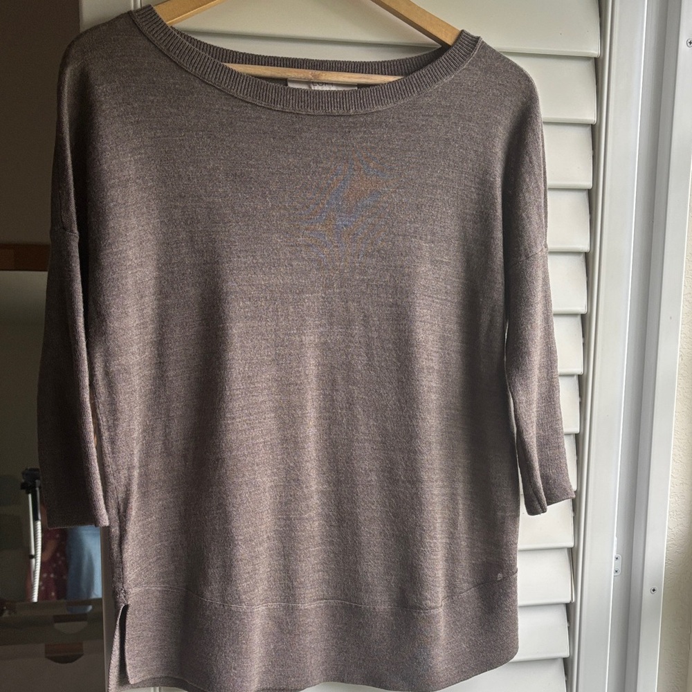 LOFT Taupe Brown Lightweight Boatneck Sweater